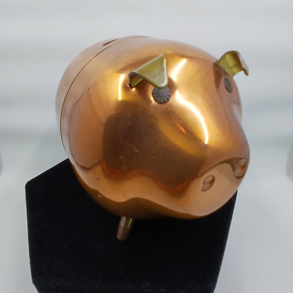 Vintage Coppercraft Guild‎ Piggy Bank Coin Holder Pig Figurine Mid Century Decor